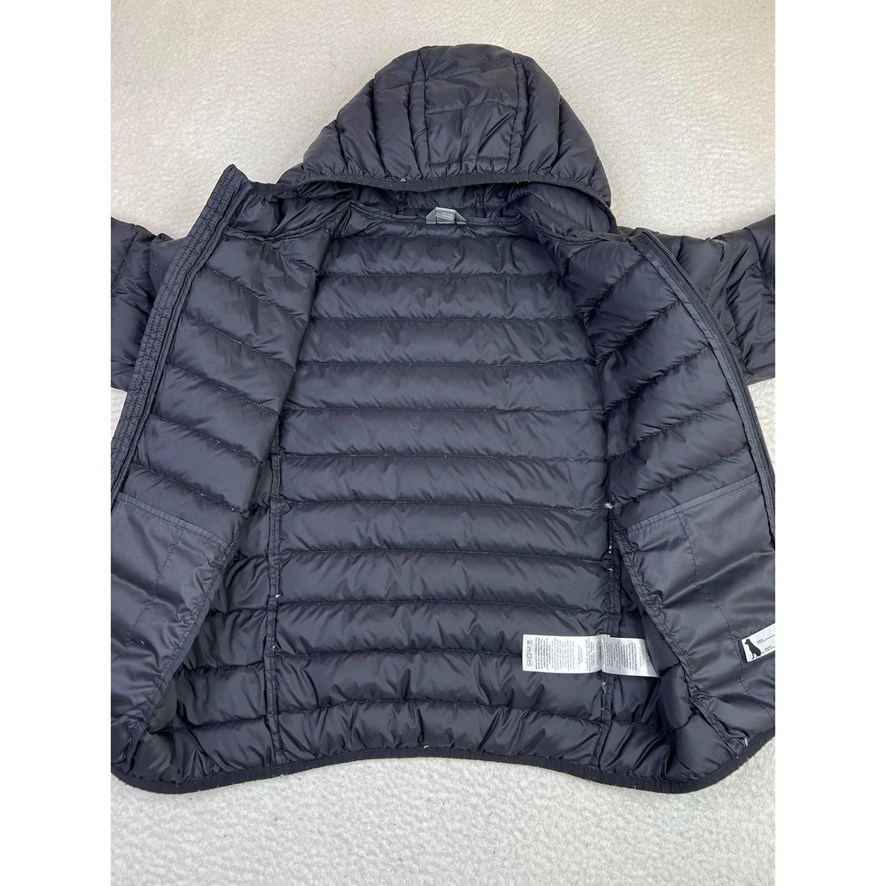 Eddie Bauer Puffer Jacket Kids Large 14 Black Hooded Down Quilted U31OW824 - Picture 5 of 13